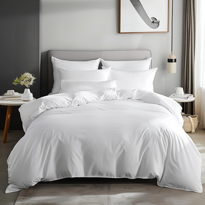 Bamboo Silk Bedding - White / Grey - 100% Organic